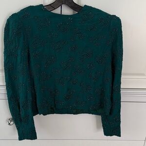 Chic Teal Embroidered Women's Blouse